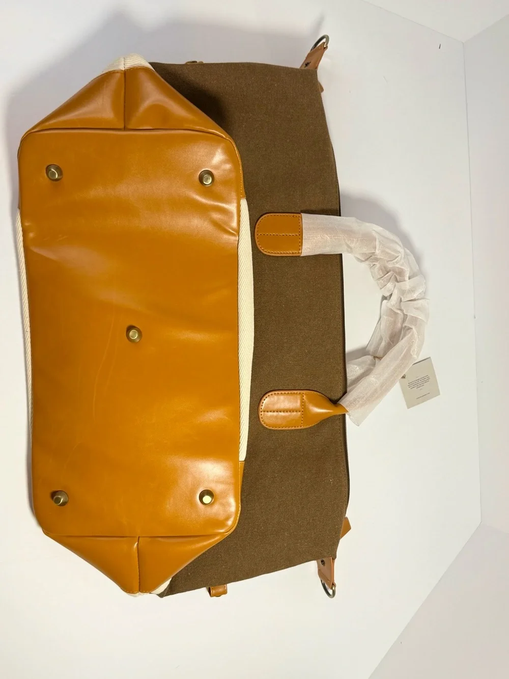 Brouk & Co Men's Canvas Duffel Bag in Brown and Cream with Tan Accents
